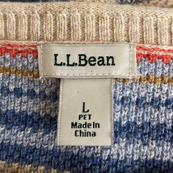L.L. Bean Cotton and Recycled Cotton Striped Sweater - Size Large Petite - Picture 4 of 7
